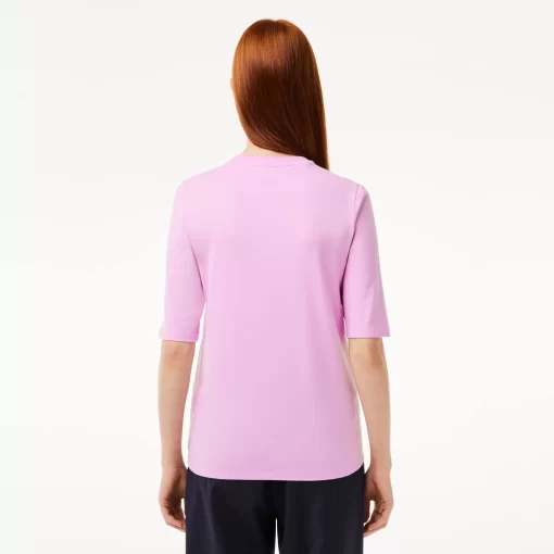 Lacoste T-Shirts-Women'S Crew Neck Cotton T-Shirt