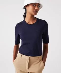 Lacoste T-Shirts-Women'S Crew Neck Cotton T-Shirt