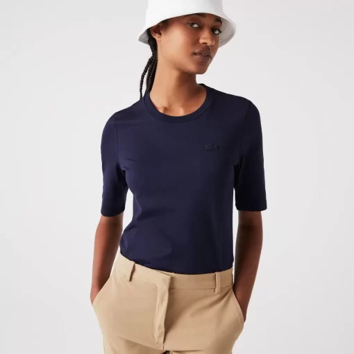 Lacoste T-Shirts-Women'S Crew Neck Cotton T-Shirt