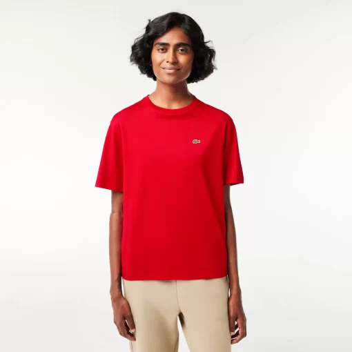 Lacoste T-Shirts-Women'S Crew Neck Premium Cotton T-Shirt