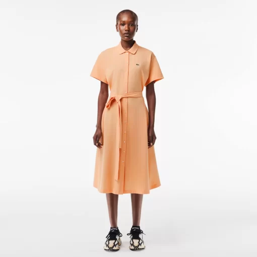 Lacoste Dresses & Skirts-Women'S Belted Pique Polo Dress