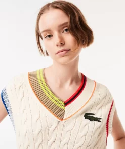 Lacoste Knitwear-Women'S Cable Knit Sweater Vest