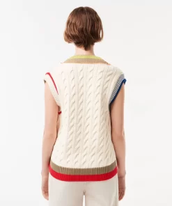 Lacoste Knitwear-Women'S Cable Knit Sweater Vest