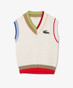 Lacoste Knitwear-Women'S Cable Knit Sweater Vest