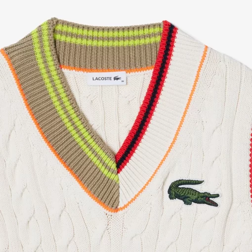 Lacoste Knitwear-Women'S Cable Knit Sweater Vest