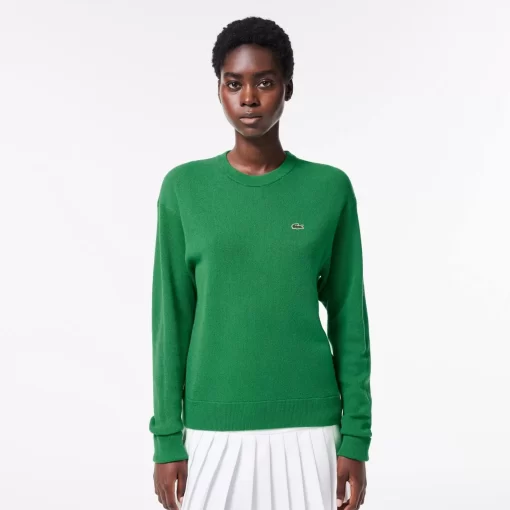 Lacoste Knitwear-Women'S Crew Neck Wool Sweater