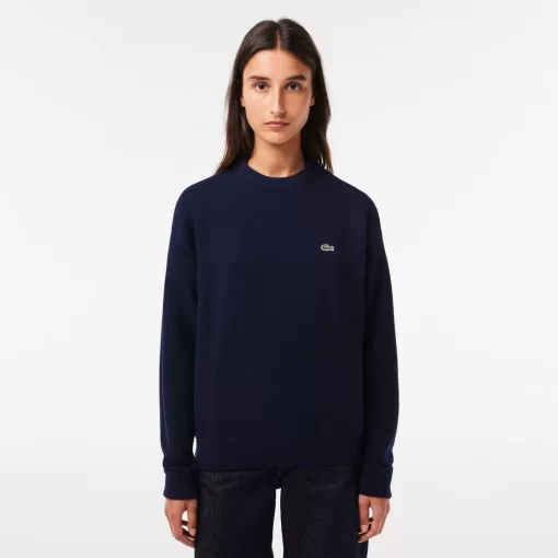 Lacoste Knitwear-Women'S Crew Neck Wool Sweater