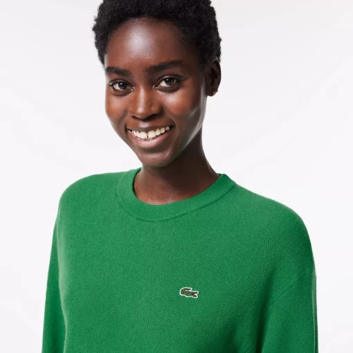 Lacoste Knitwear-Women'S Crew Neck Wool Sweater