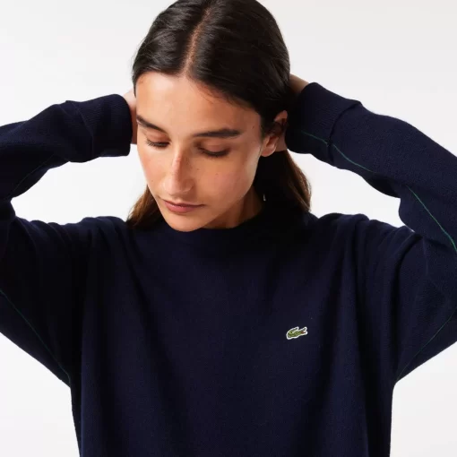 Lacoste Knitwear-Women'S Crew Neck Wool Sweater