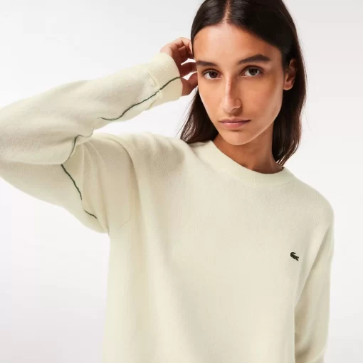 Lacoste Knitwear-Women'S Crew Neck Wool Sweater