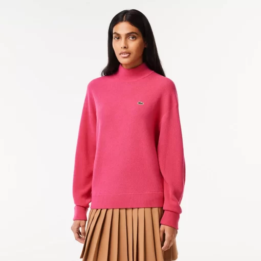 Lacoste Knitwear-Women'S High Neck Wool Sweater