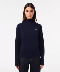 Lacoste Knitwear-Women'S High Neck Wool Sweater