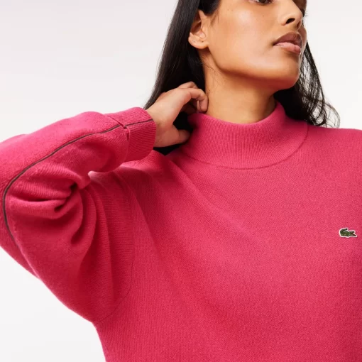 Lacoste Knitwear-Women'S High Neck Wool Sweater