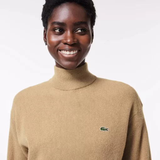 Lacoste Knitwear-Women'S High Neck Wool Sweater