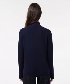 Lacoste Knitwear-Women'S High Neck Wool Sweater