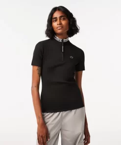 Lacoste Polo Shirts-Women'S Jacquard Zip Polo Shirt