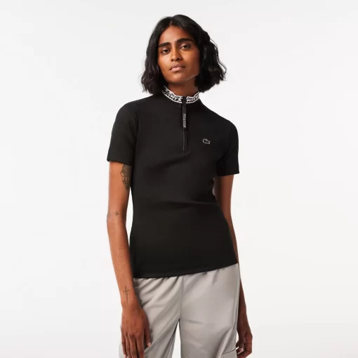 Lacoste Polo Shirts-Women'S Jacquard Zip Polo Shirt