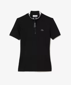 Lacoste Polo Shirts-Women'S Jacquard Zip Polo Shirt