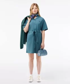 Lacoste Dresses & Skirts-Women'S Linen/Cotton Blend Belted Button Dress