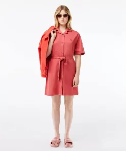 Lacoste Dresses & Skirts-Women'S Linen/Cotton Blend Belted Button Dress