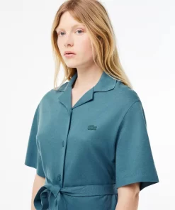 Lacoste Dresses & Skirts-Women'S Linen/Cotton Blend Belted Button Dress