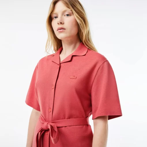 Lacoste Dresses & Skirts-Women'S Linen/Cotton Blend Belted Button Dress