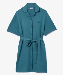 Lacoste Dresses & Skirts-Women'S Linen/Cotton Blend Belted Button Dress