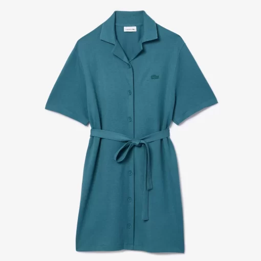 Lacoste Dresses & Skirts-Women'S Linen/Cotton Blend Belted Button Dress