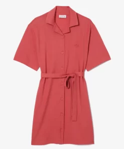 Lacoste Dresses & Skirts-Women'S Linen/Cotton Blend Belted Button Dress