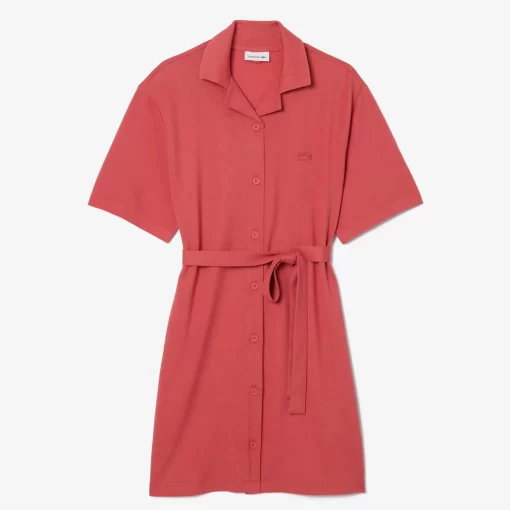 Lacoste Dresses & Skirts-Women'S Linen/Cotton Blend Belted Button Dress