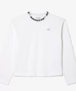 Lacoste T-Shirts-Women'S Logo Collar Oversized T-Shirt