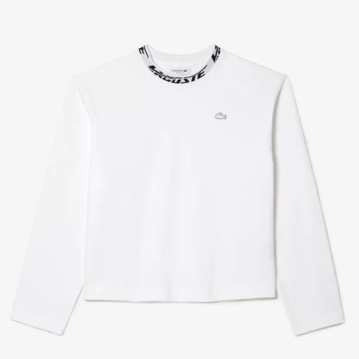 Lacoste T-Shirts-Women'S Logo Collar Oversized T-Shirt