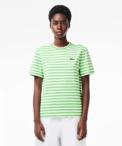 Lacoste T-Shirts-Women'S Loose Fit Striped Cotton Jersey T-Shirt