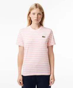 Lacoste T-Shirts-Women'S Loose Fit Striped Cotton Jersey T-Shirt