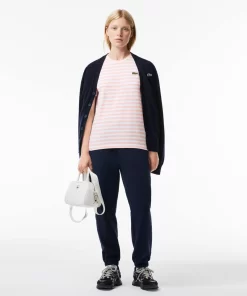 Lacoste T-Shirts-Women'S Loose Fit Striped Cotton Jersey T-Shirt