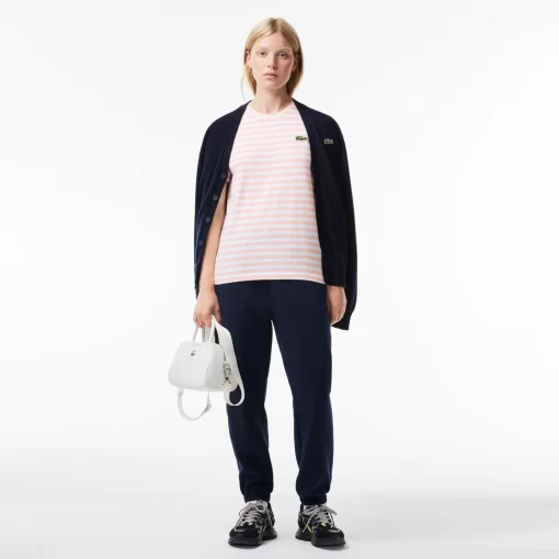 Lacoste T-Shirts-Women'S Loose Fit Striped Cotton Jersey T-Shirt