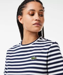 Lacoste T-Shirts-Women'S Loose Fit Striped Cotton Jersey T-Shirt