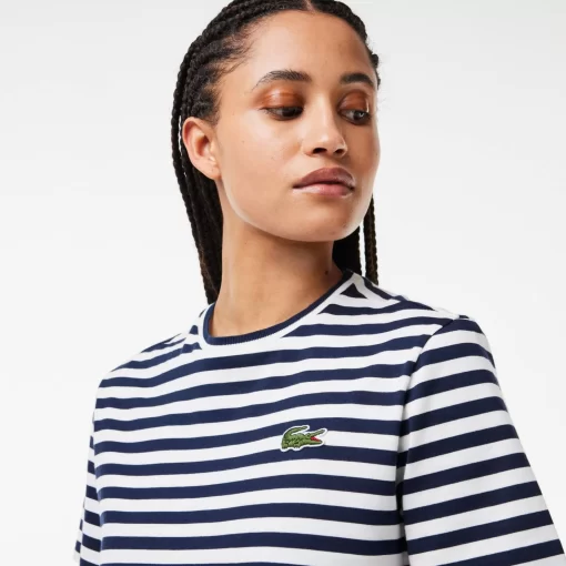 Lacoste T-Shirts-Women'S Loose Fit Striped Cotton Jersey T-Shirt