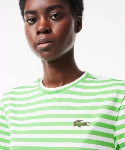 Lacoste T-Shirts-Women'S Loose Fit Striped Cotton Jersey T-Shirt