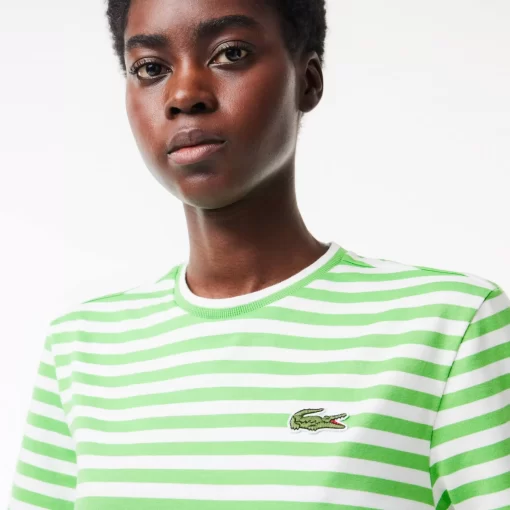 Lacoste T-Shirts-Women'S Loose Fit Striped Cotton Jersey T-Shirt