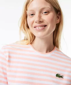 Lacoste T-Shirts-Women'S Loose Fit Striped Cotton Jersey T-Shirt