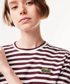 Lacoste T-Shirts-Women'S Loose Fit Striped Cotton Jersey T-Shirt