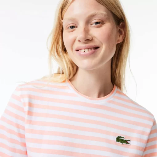 Lacoste T-Shirts-Women'S Loose Fit Striped Cotton Jersey T-Shirt