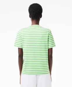 Lacoste T-Shirts-Women'S Loose Fit Striped Cotton Jersey T-Shirt