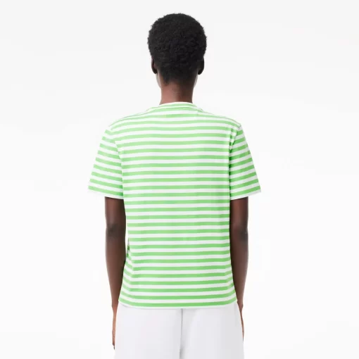 Lacoste T-Shirts-Women'S Loose Fit Striped Cotton Jersey T-Shirt