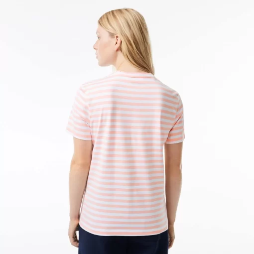 Lacoste T-Shirts-Women'S Loose Fit Striped Cotton Jersey T-Shirt