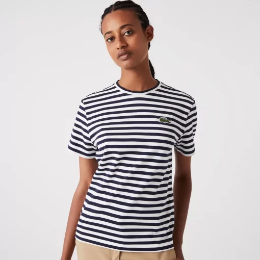 Lacoste T-Shirts-Women'S Loose Fit Striped Cotton Jersey T-Shirt