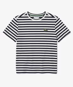 Lacoste T-Shirts-Women'S Loose Fit Striped Cotton Jersey T-Shirt