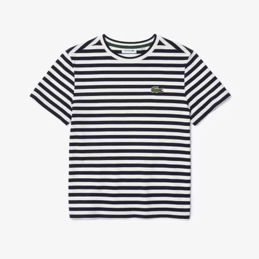 Lacoste T-Shirts-Women'S Loose Fit Striped Cotton Jersey T-Shirt