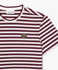 Lacoste T-Shirts-Women'S Loose Fit Striped Cotton Jersey T-Shirt